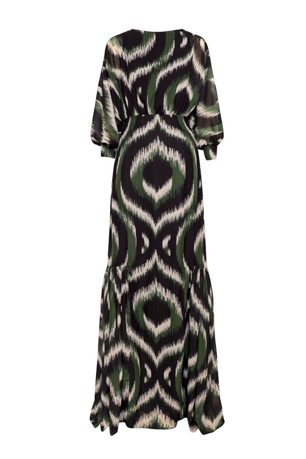 Andres Otalora La Colonia Dress  in Green Ikat