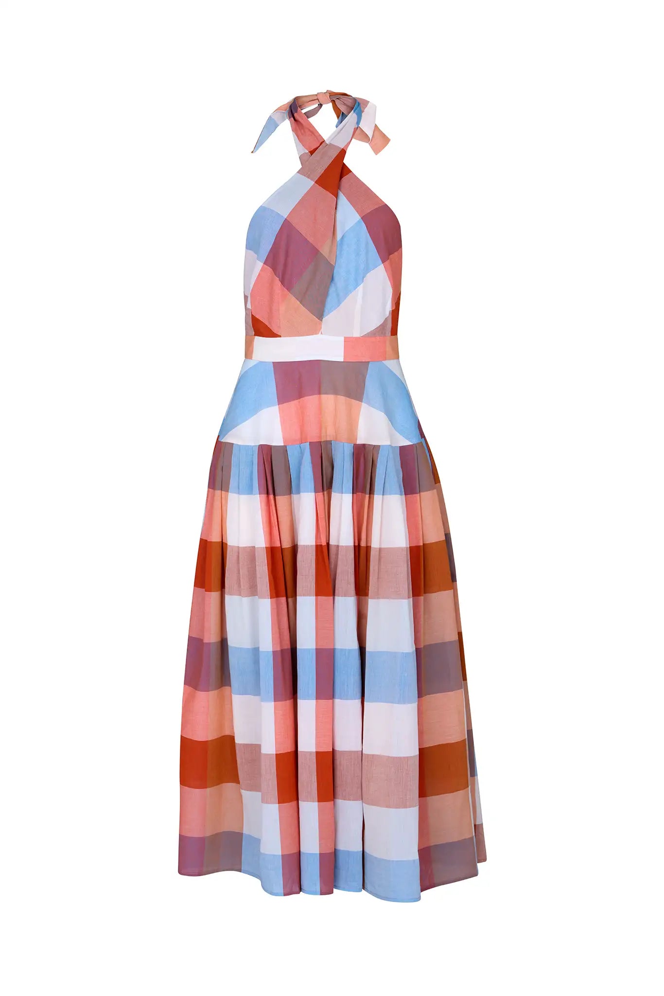 Hunter Bell Lennon Dress Plaid Halter Midi Dress