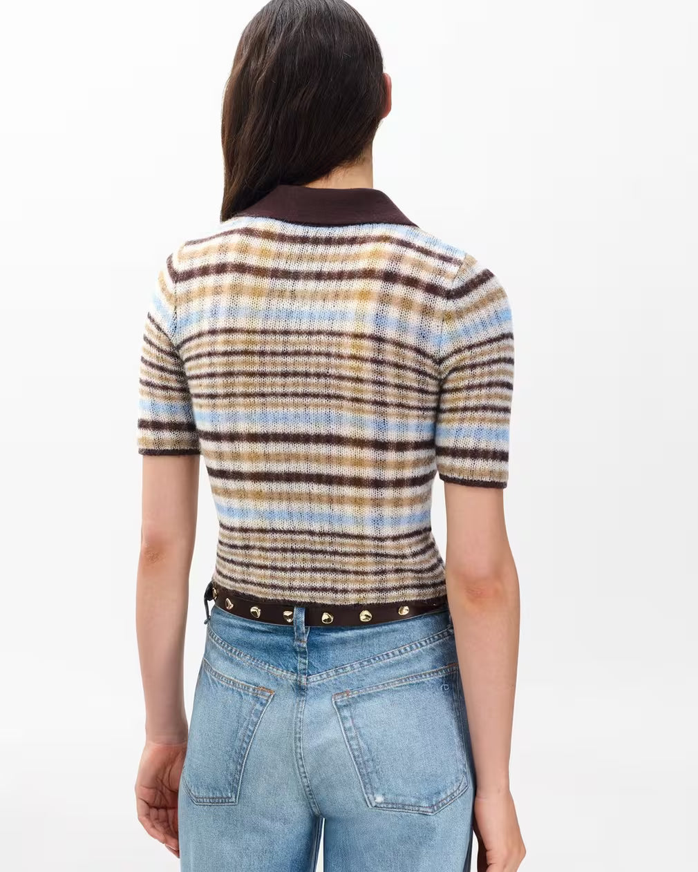 Rag & Bone Leva Plaid Zip Polo Sweater - Ivory Multi