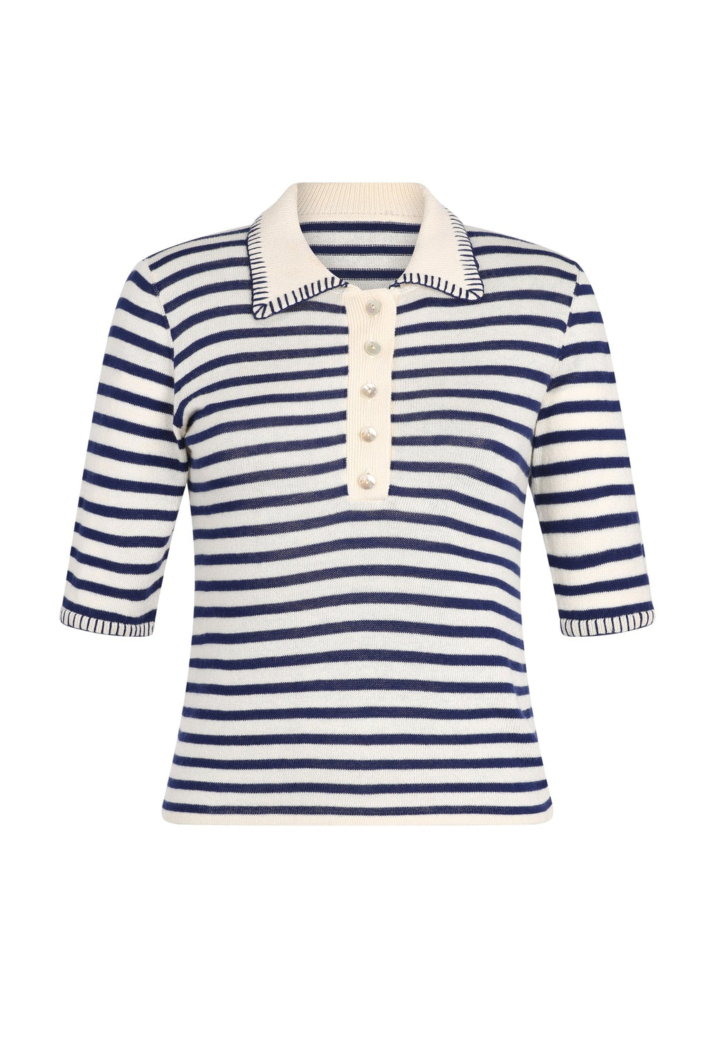 Carolina K Helena Polo Shirt - Navy Stripes
