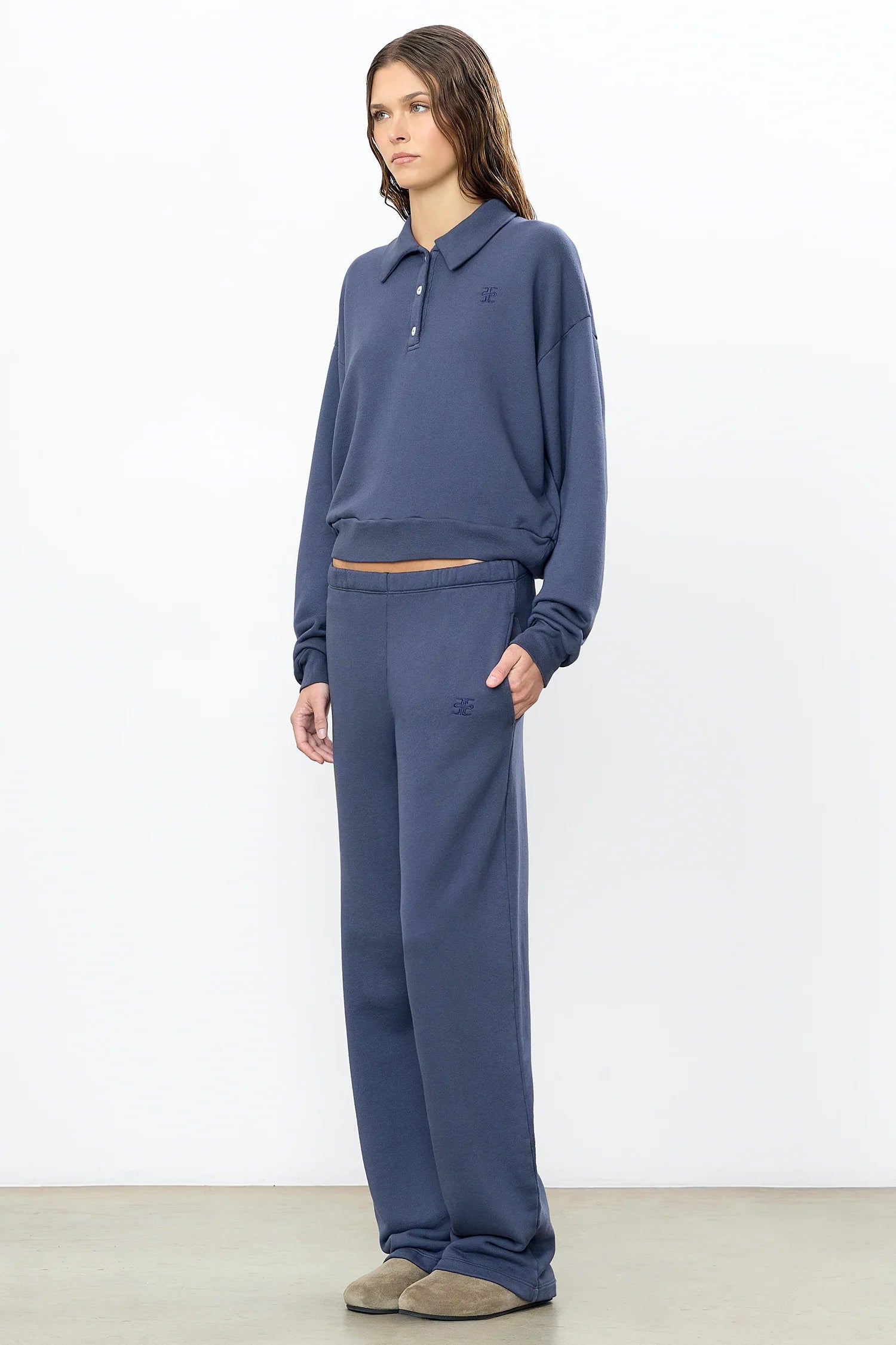 ÉTERNE Oversized Wide Leg Sweatpant Washed Navy