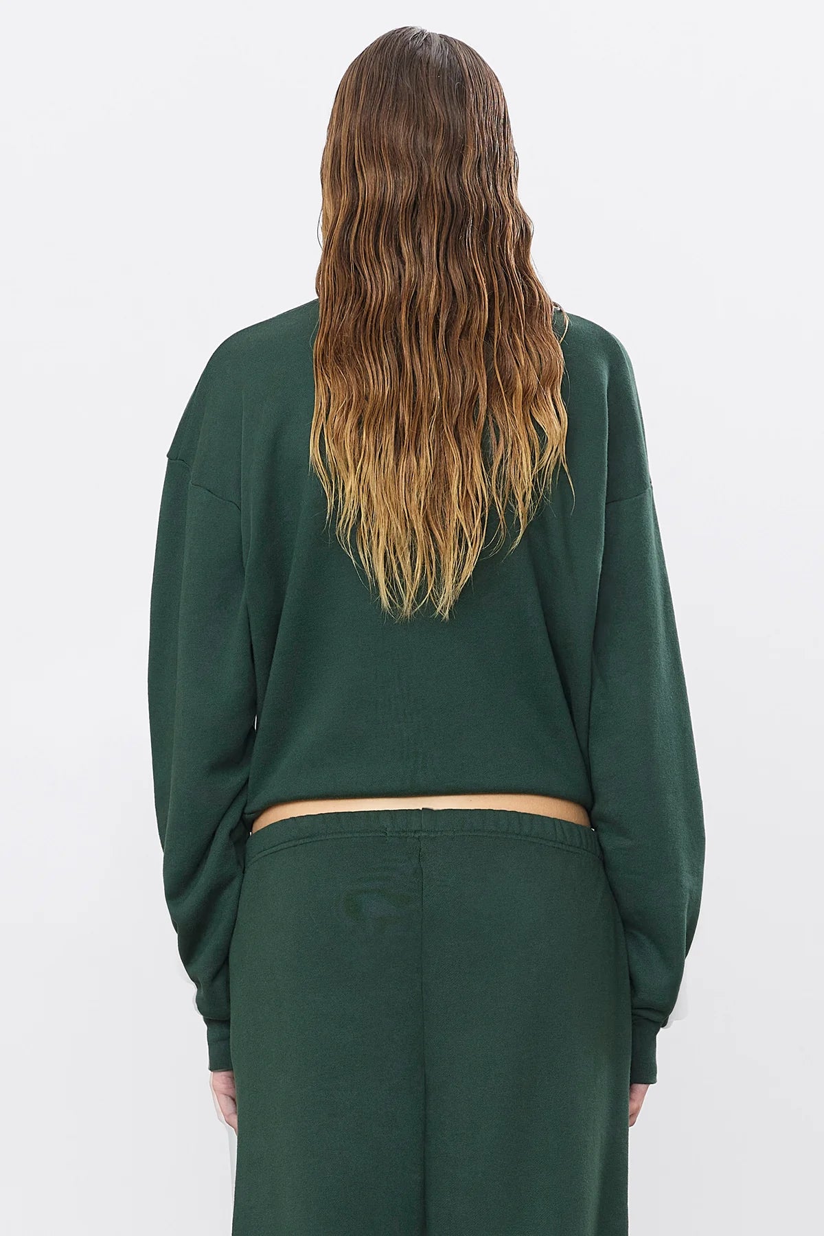 ÉTERNE Cropped Polo Sweatshirt - Forest