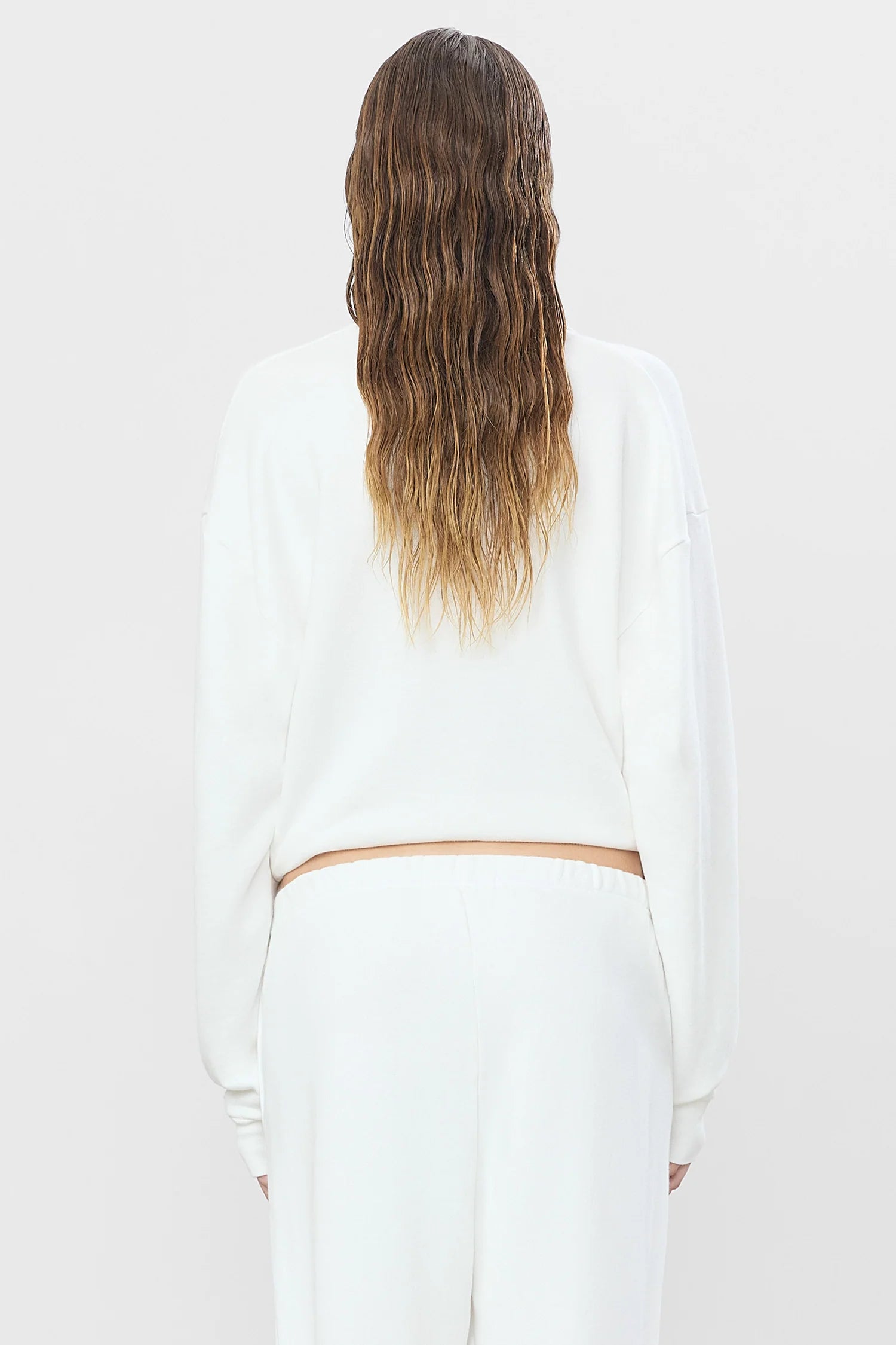 ÉTERNE Cropped Polo Sweatshirt - White