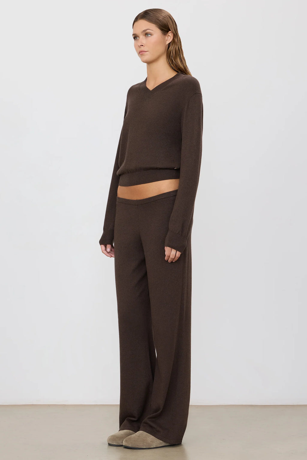 ÉTERNE Wide Leg Lounge Pant  - Mushroom