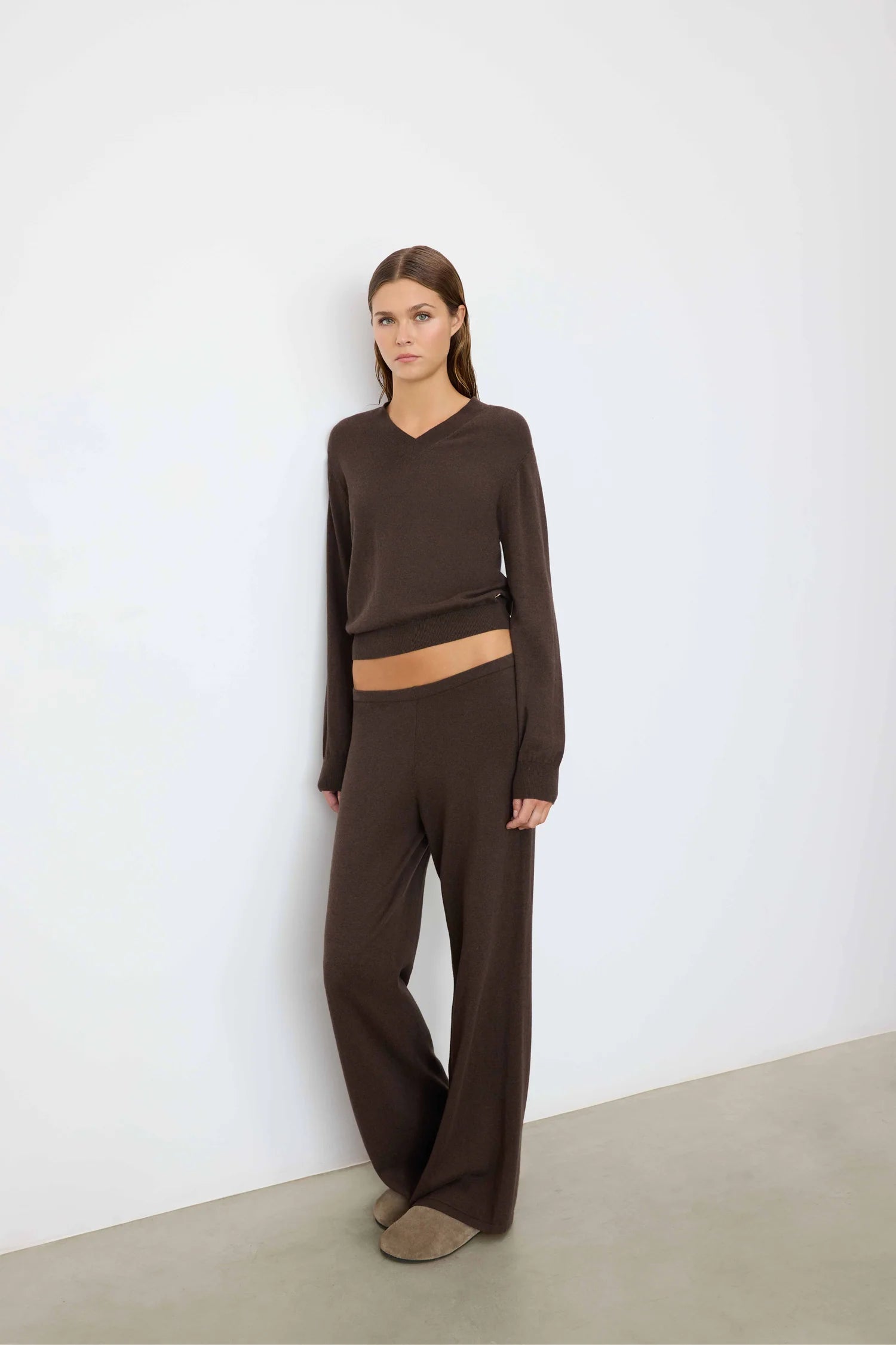 ÉTERNE Wide Leg Lounge Pant  - Mushroom
