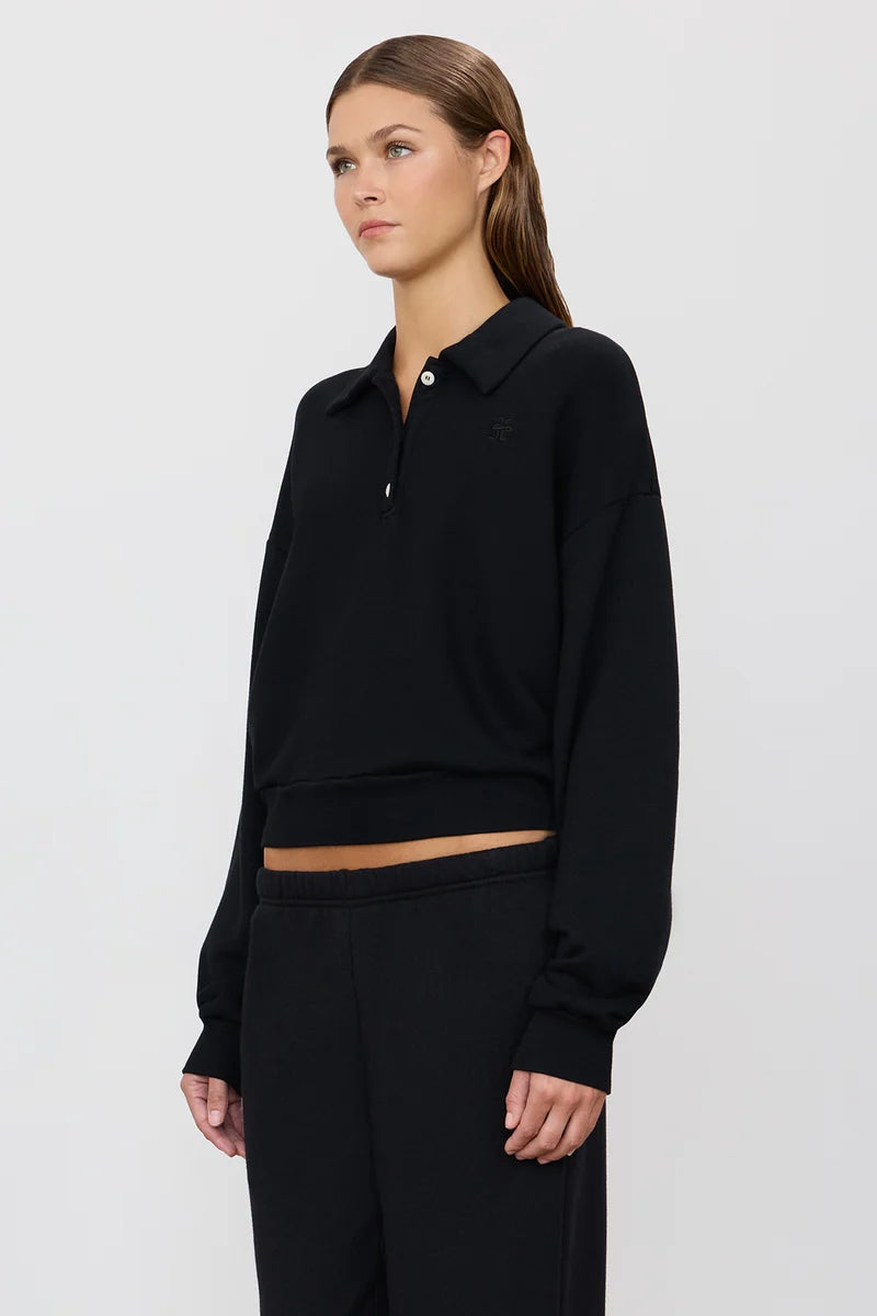 ÉTERNE Cropped Polo Sweatshirt - Forest