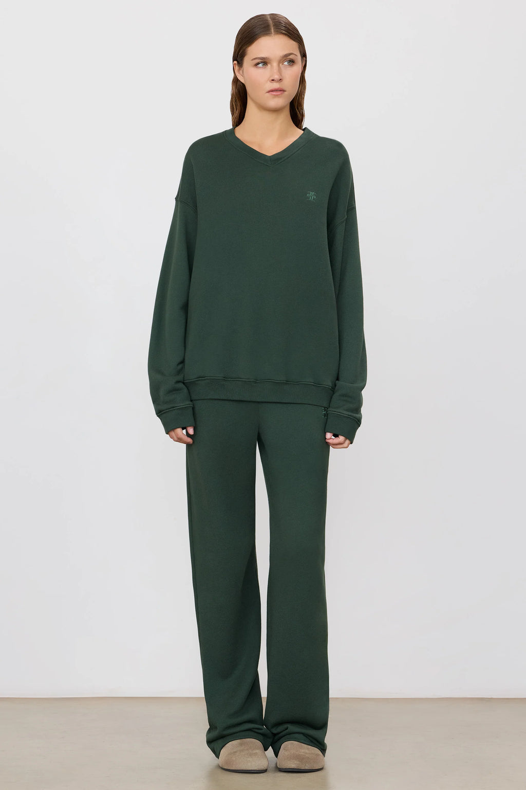 ÉTERNE Oversized Wide Leg Sweatpant - Forest