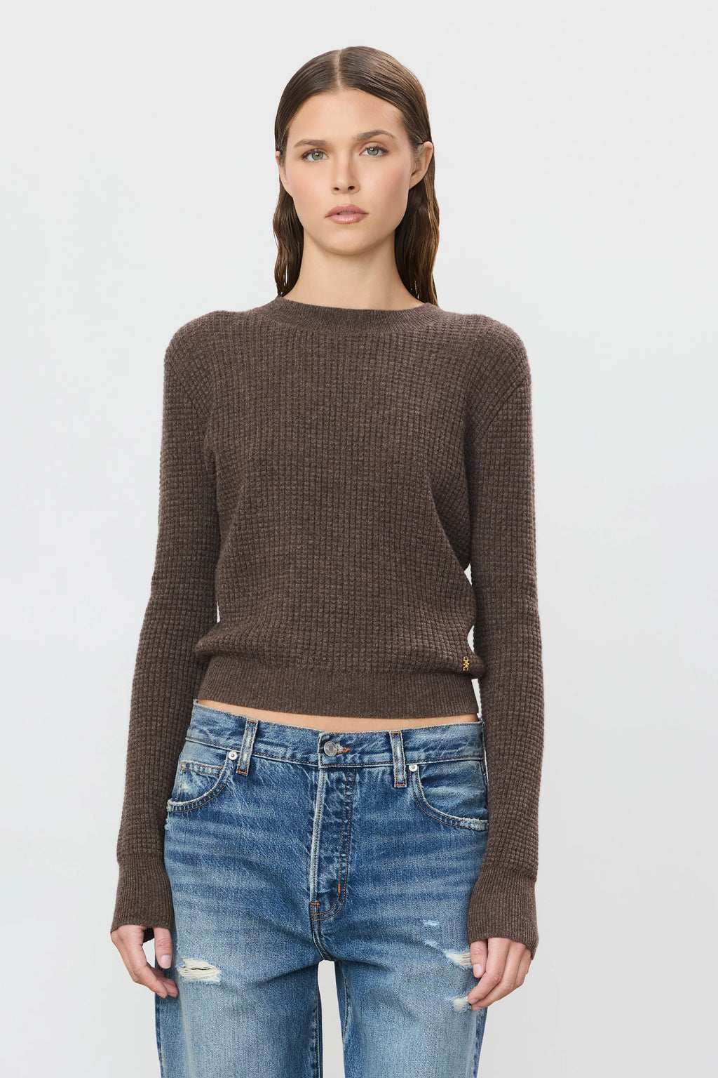 Eterne Francis Cashmere Waffle Sweater - Mushroom