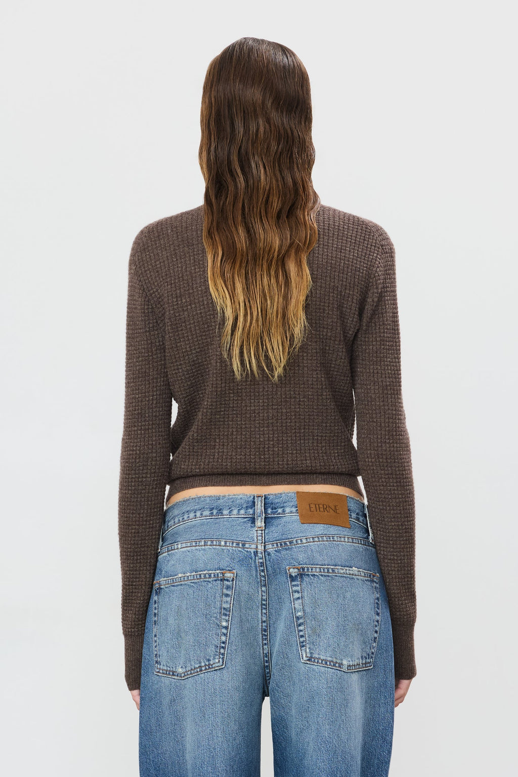 Eterne Francis Cashmere Waffle Sweater - Mushroom
