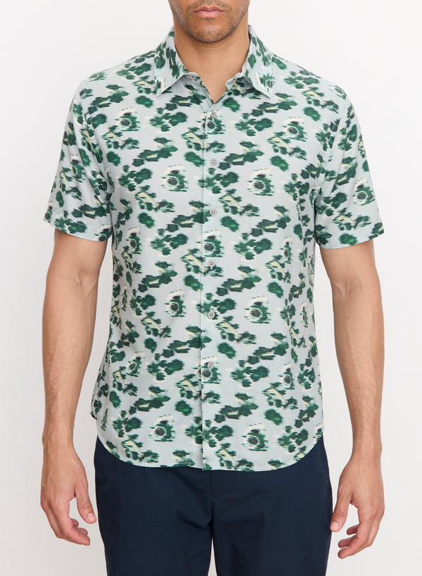 Vince Classic Fit S/S French Placket Shirt  - Light Agave