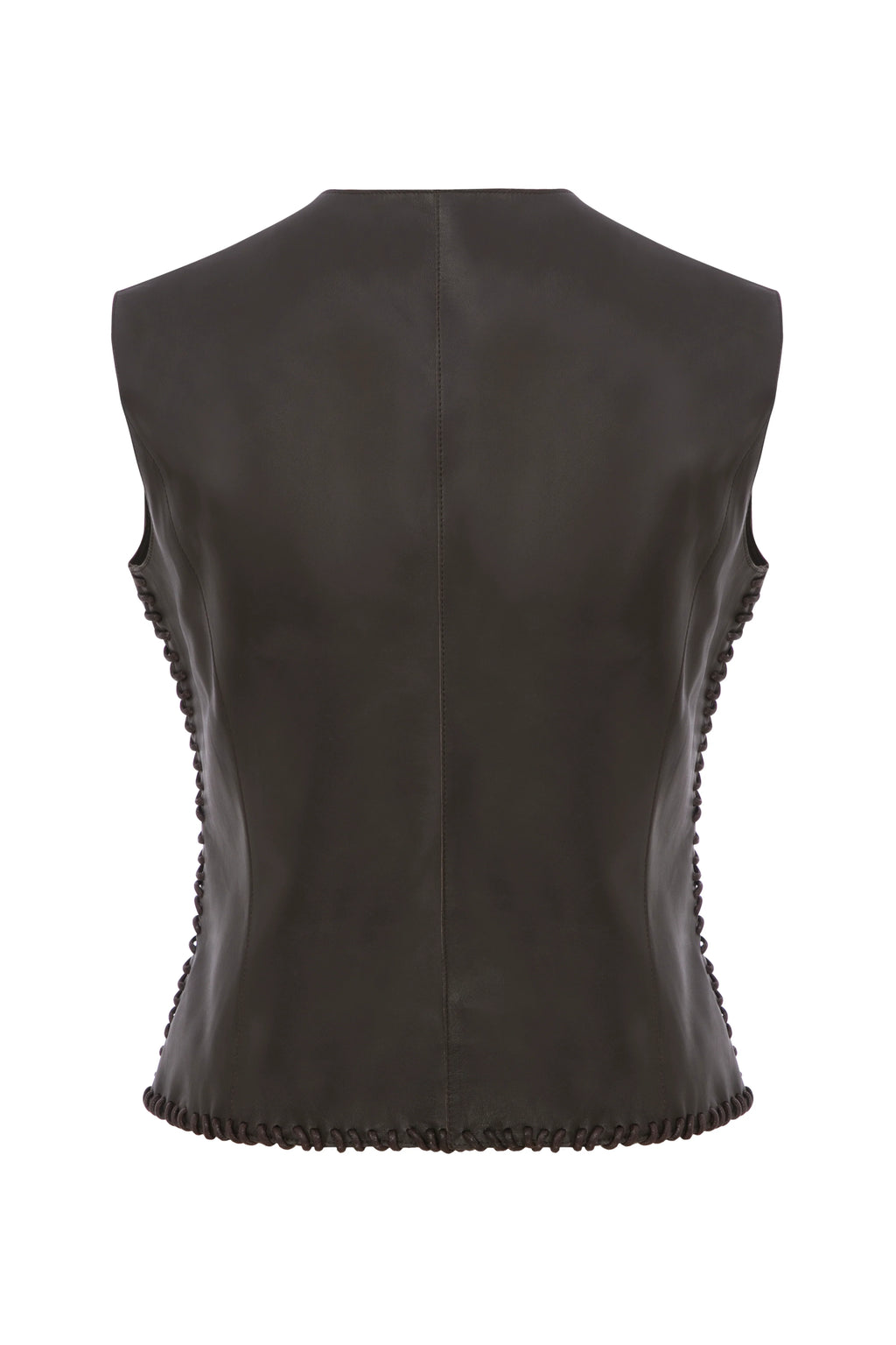 ANIM Marly Leather Vest - Dark Brown