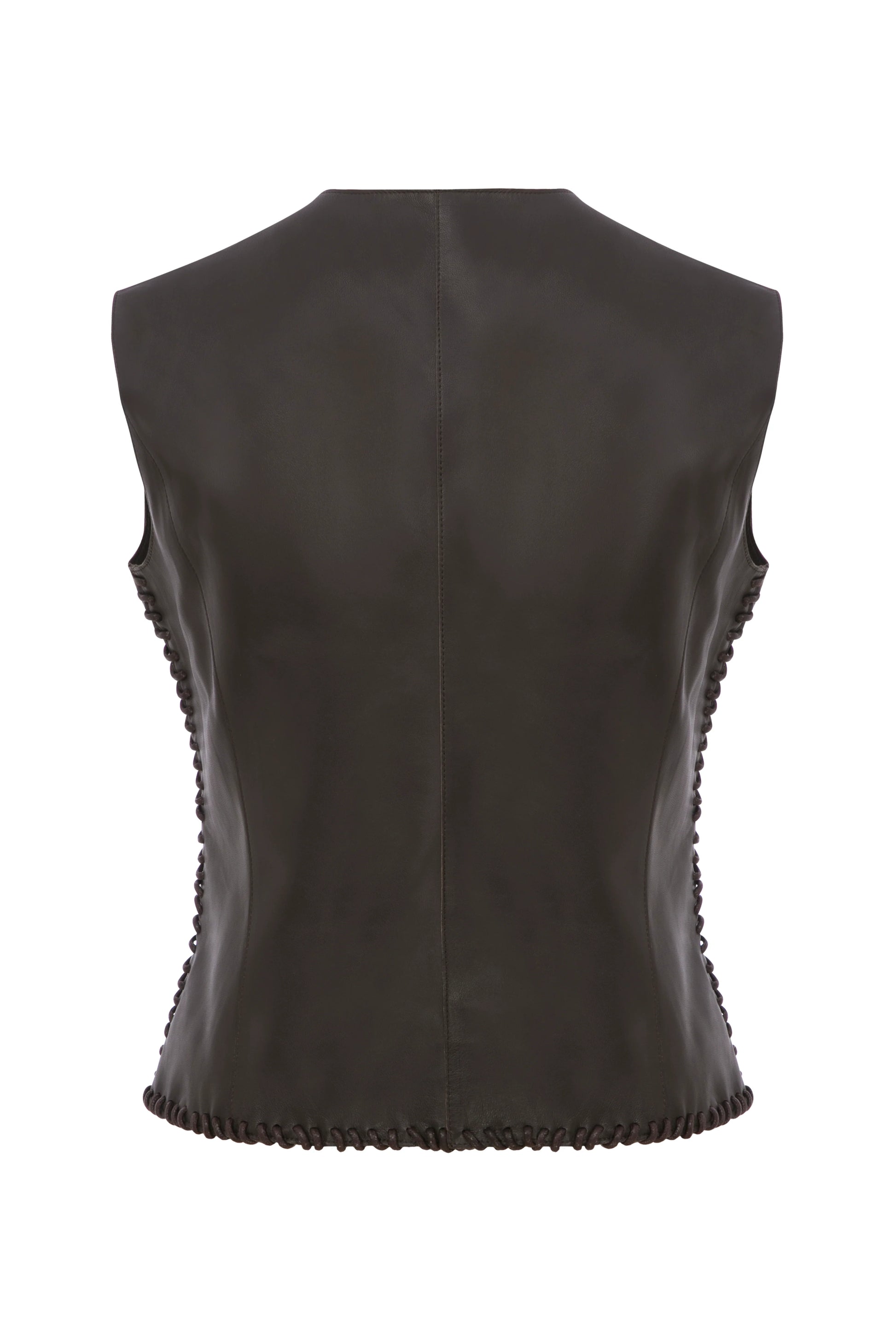 ANIM Marly Leather Vest - Dark Brown