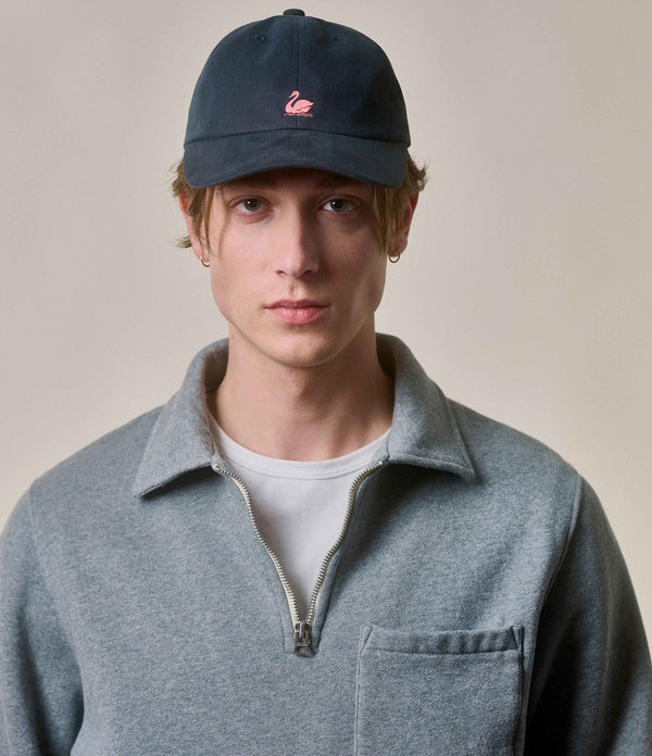 Merz b. Schwanen CAP01 Swan Logo Cap, Organic Cotton Gabardine, Low Profile - Charcoal