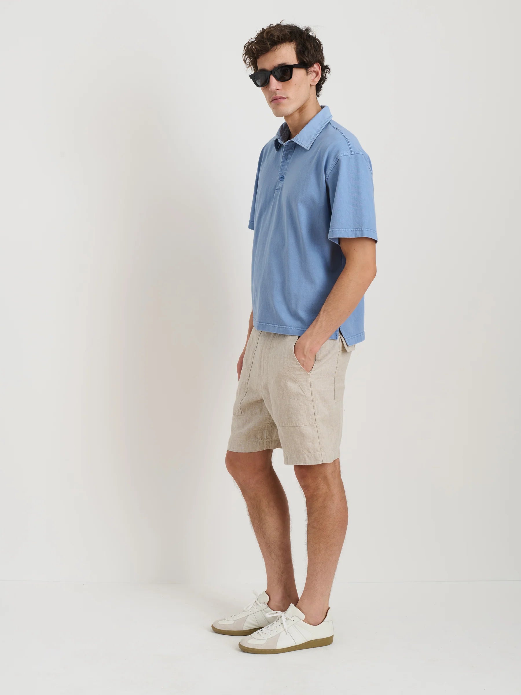 Alex Mill Lucas Polo in Heavyweight Cotton- Costal