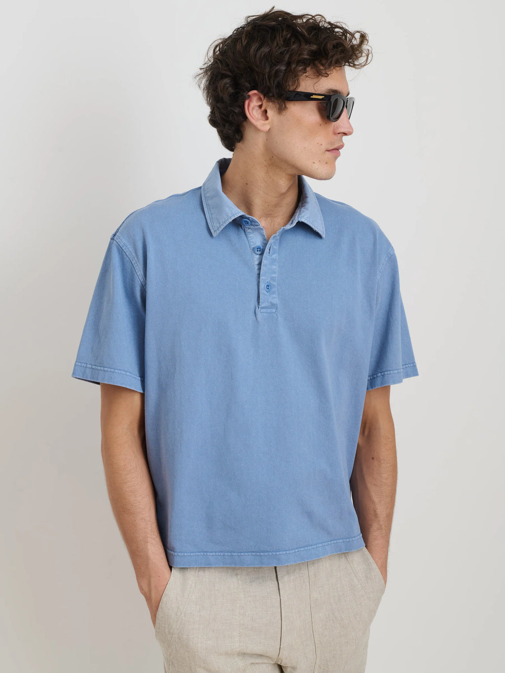 Alex Mill Lucas Polo in Heavyweight Cotton- Costal