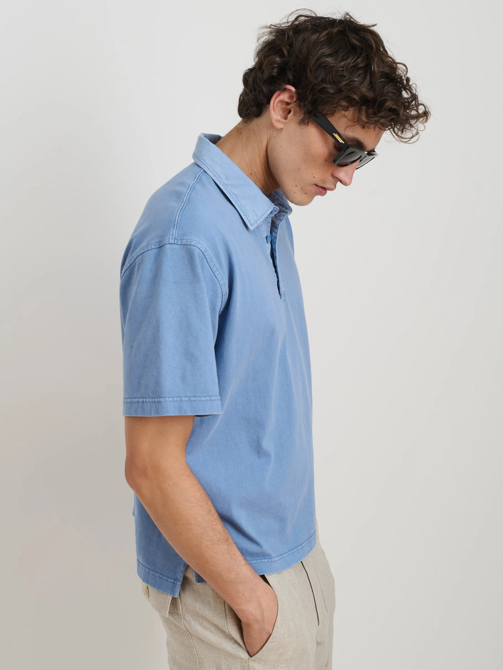 Alex Mill Lucas Polo in Heavyweight Cotton- Costal