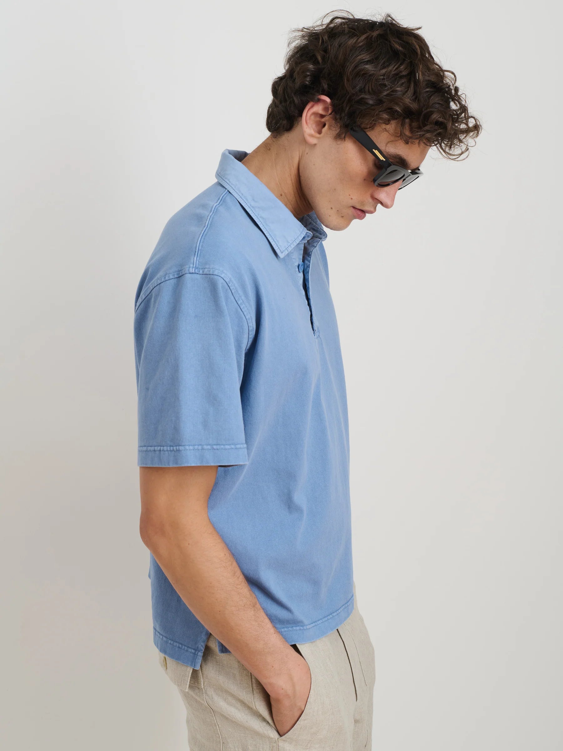 Alex Mill Lucas Polo in Heavyweight Cotton- Costal