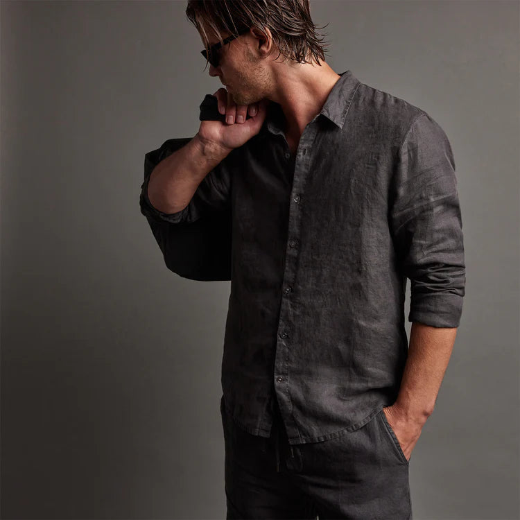James Perse Classic Linen Shirt - Magma Pigment