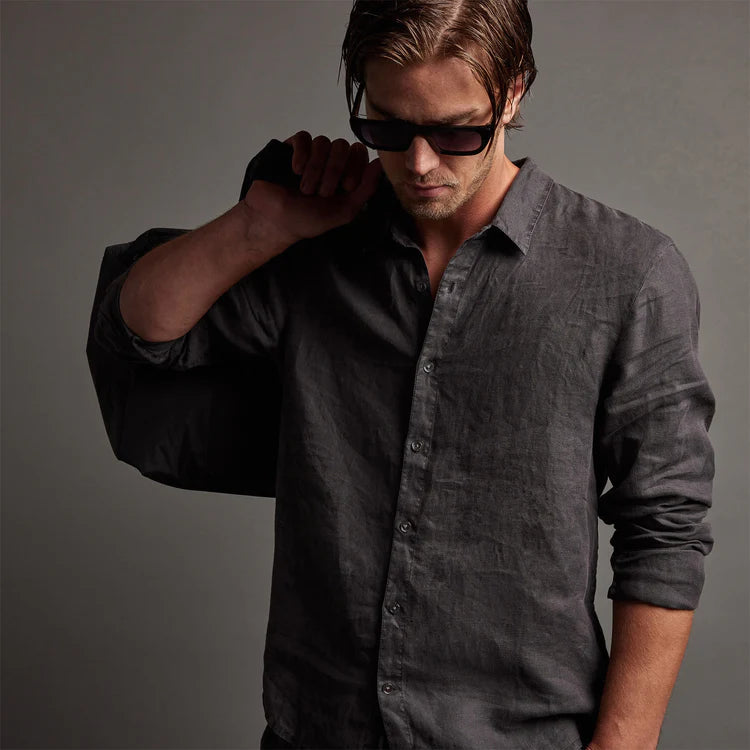 James Perse Classic Linen Shirt - Magma Pigment