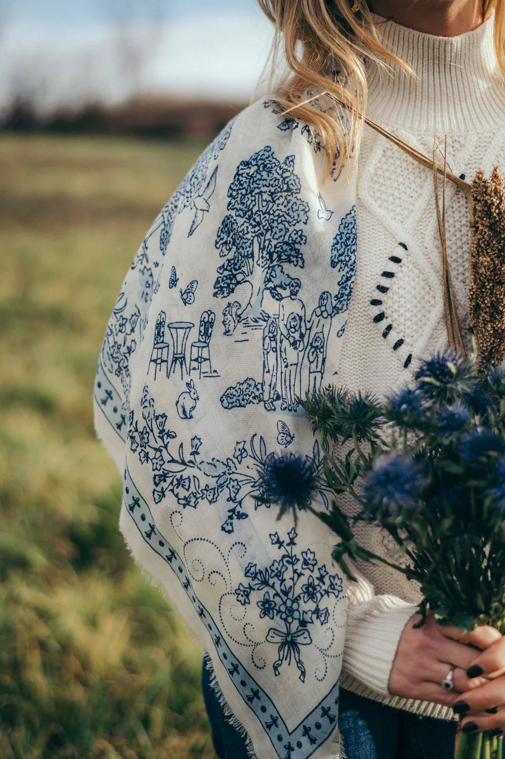 Maison Lecomte Flament Toile de Jouy Navy LS