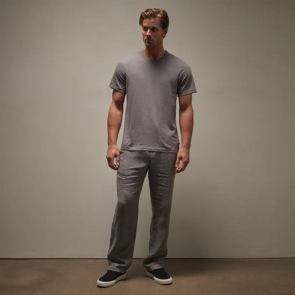 James Perse Short Sleeve Crew Neck in Silver Grey Pigment