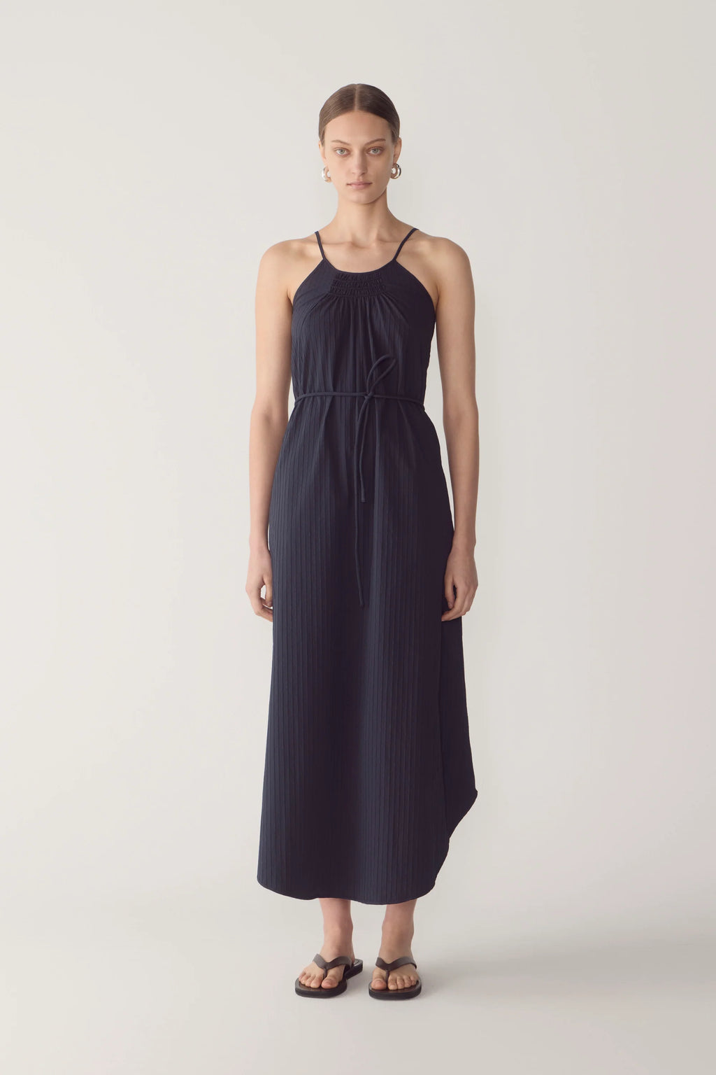 Foemina Morgan Dress - Navy Textured Stripe