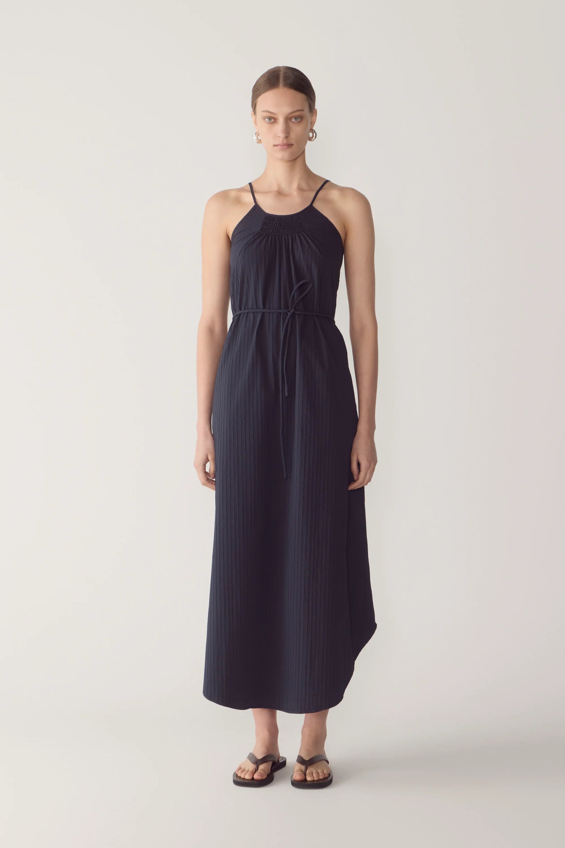 Foemina Morgan Dress - Navy Textured Stripe