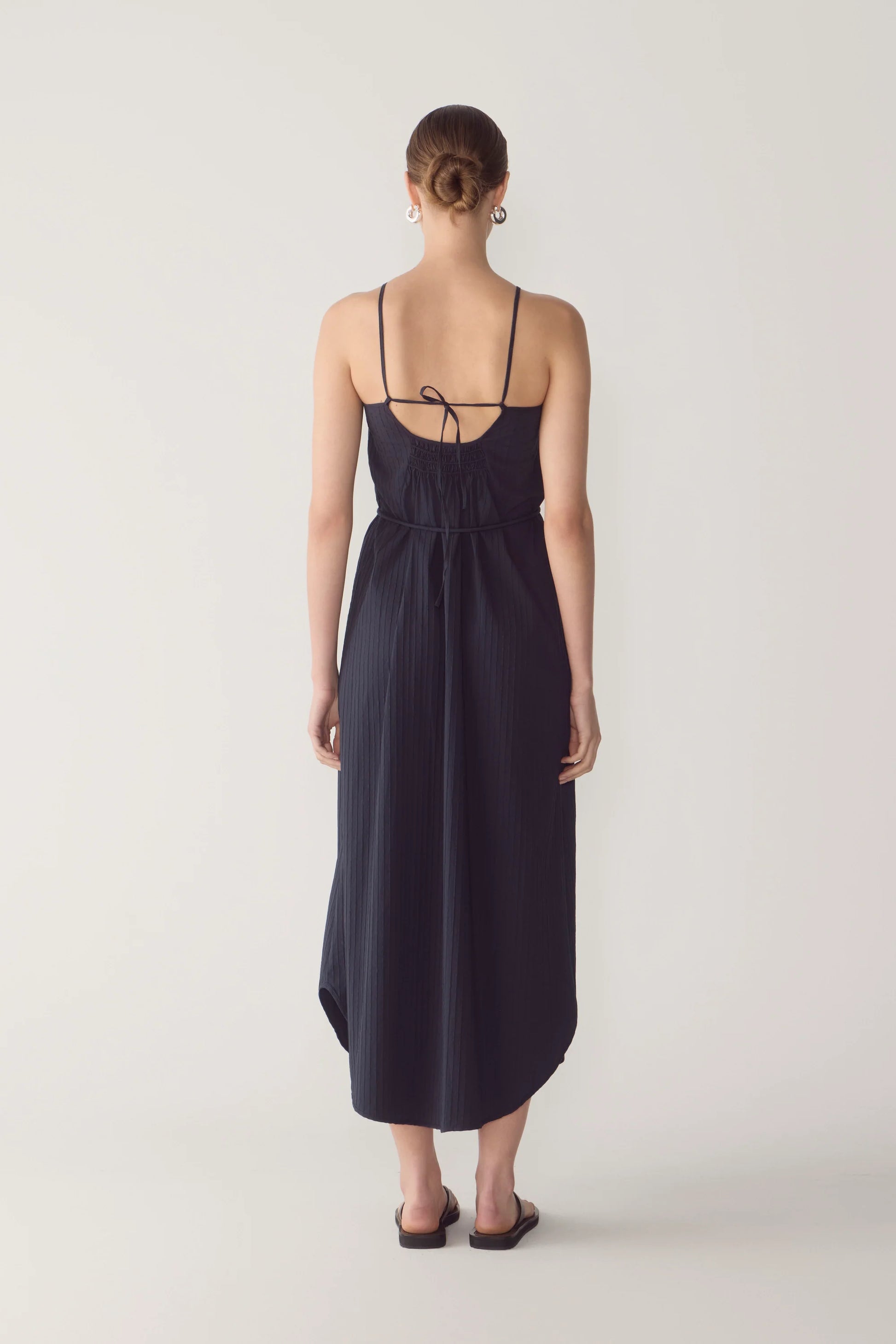 Foemina Morgan Dress - Navy Textured Stripe