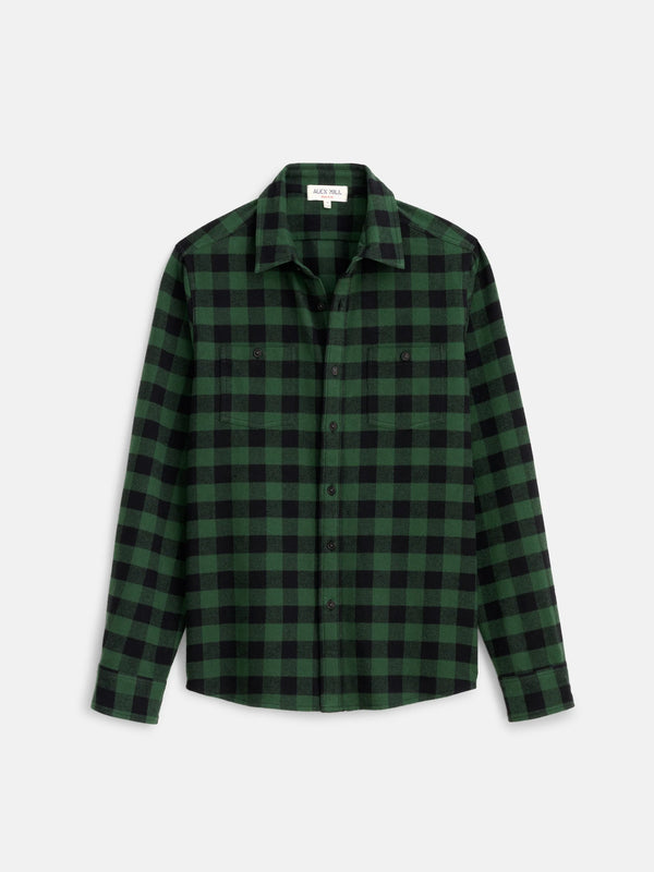 Alex Mill Flannel Work Shirt in Buffalo Plaid - Green/Black