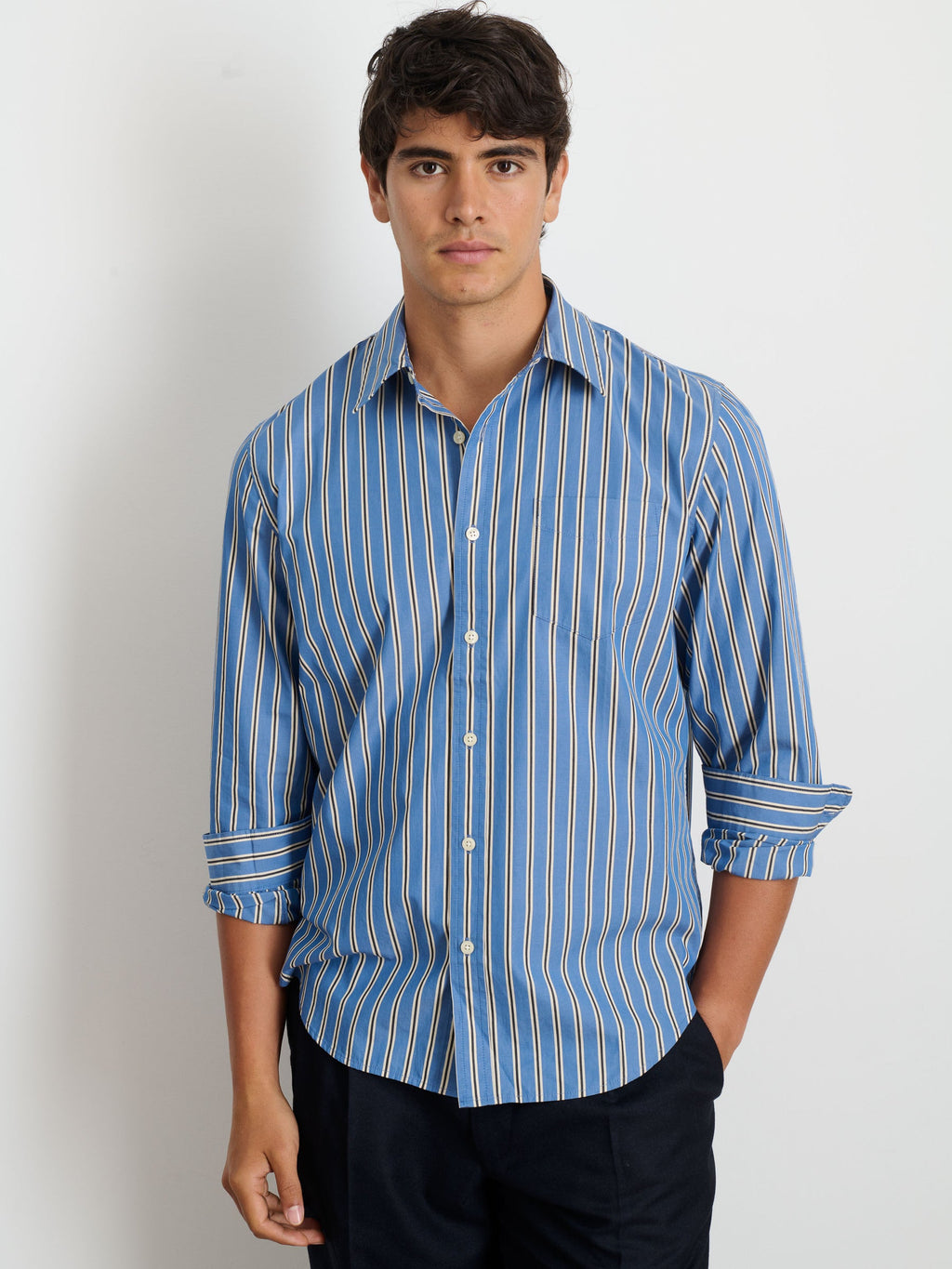 Alex Mill The Mill Shirt in Halo Stripe - Blue/Ivory