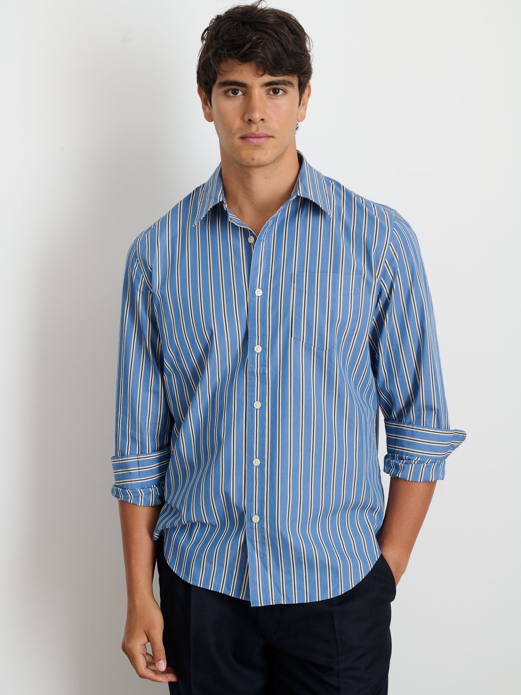 Alex Mill The Mill Shirt in Halo Stripe - Blue/Ivory