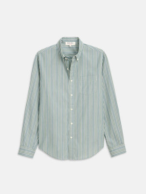Alex Mill Mill Striped Shirt in Cotton Poplin- Green Stripe