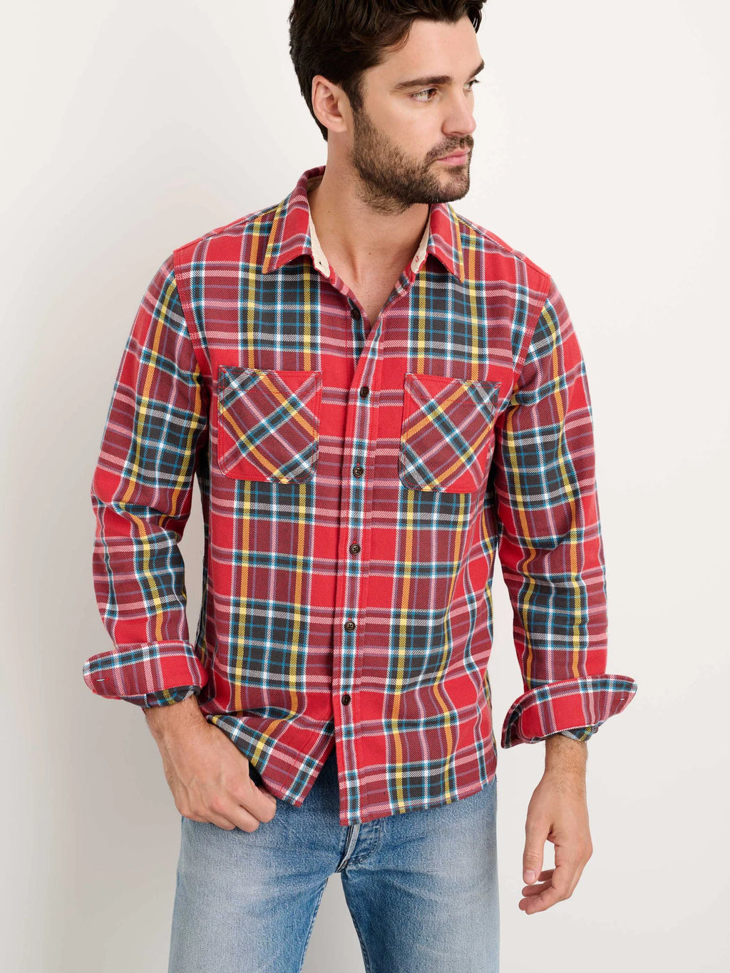 Alex Mill Chore Shirt In Flannel Red