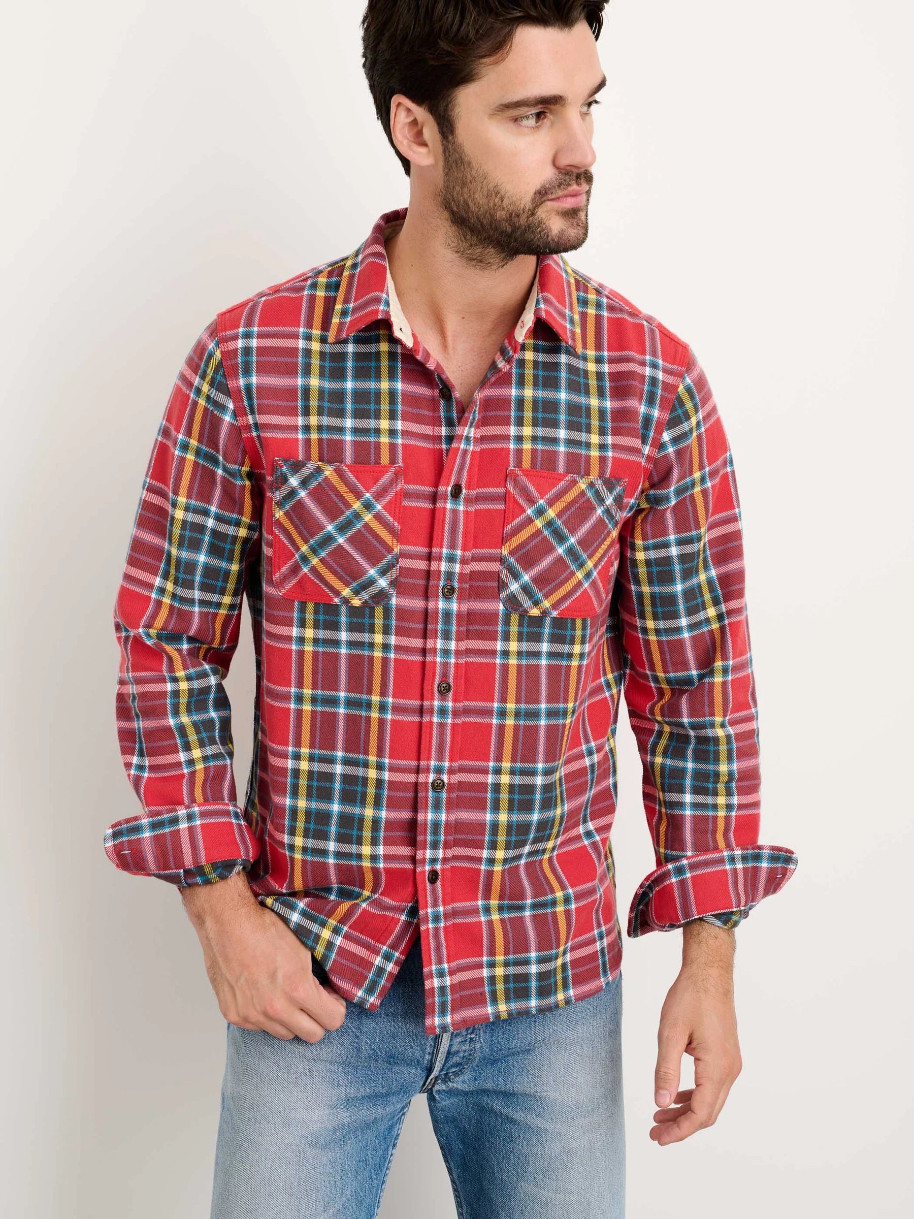 Alex Mill Chore Shirt In Flannel Red