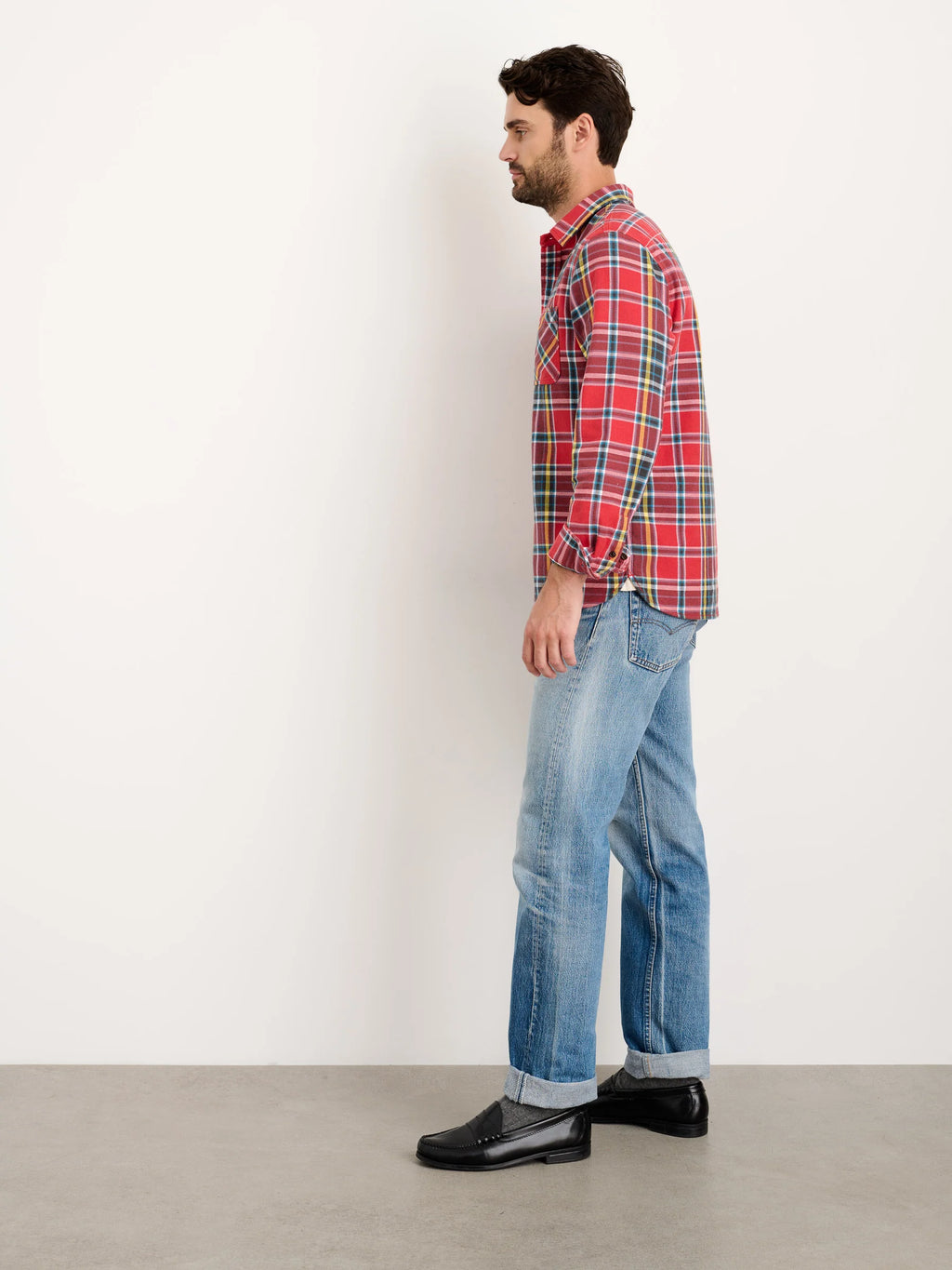 Alex Mill Chore Shirt In Flannel Red