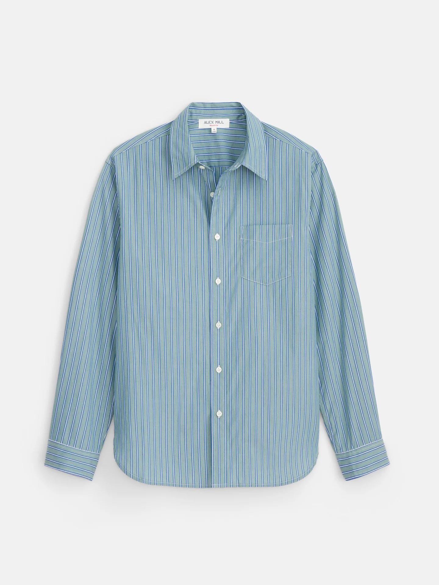 Alex Mill Mill Dress Shirt In Eoe Stripe - Green Stripe