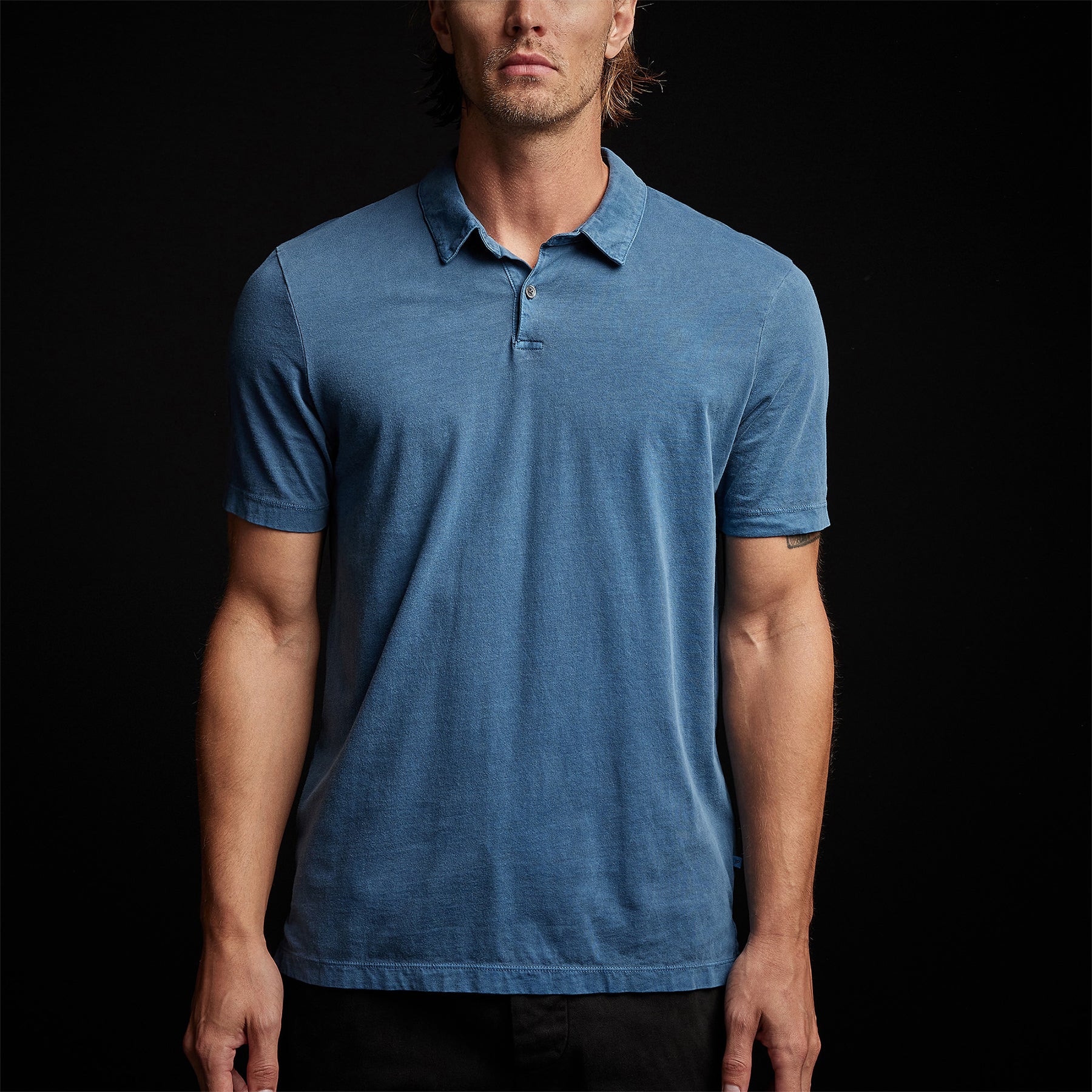 James Perse Sueded Jersey Polo - Lake Pigment