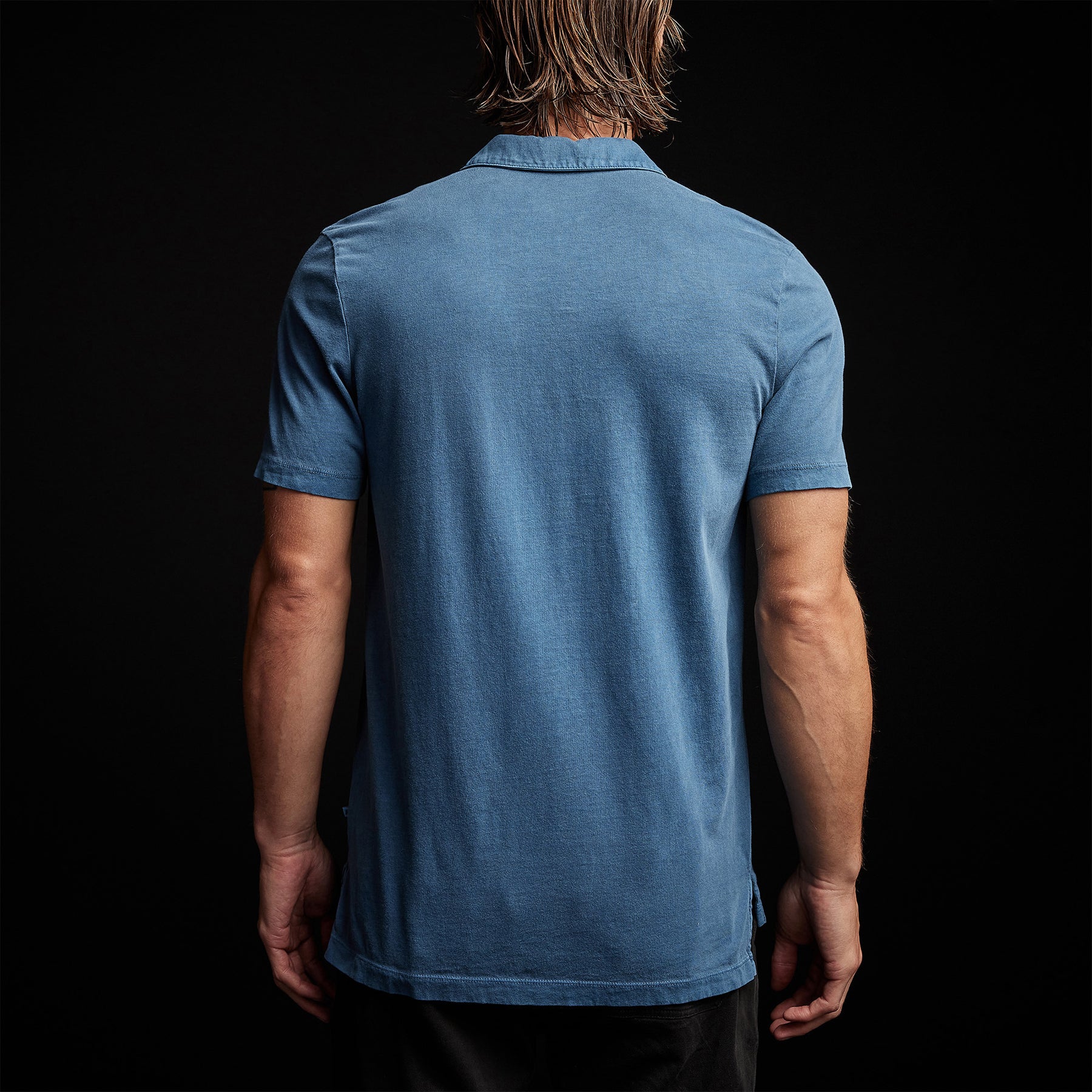 James Perse Sueded Jersey Polo - Lake Pigment