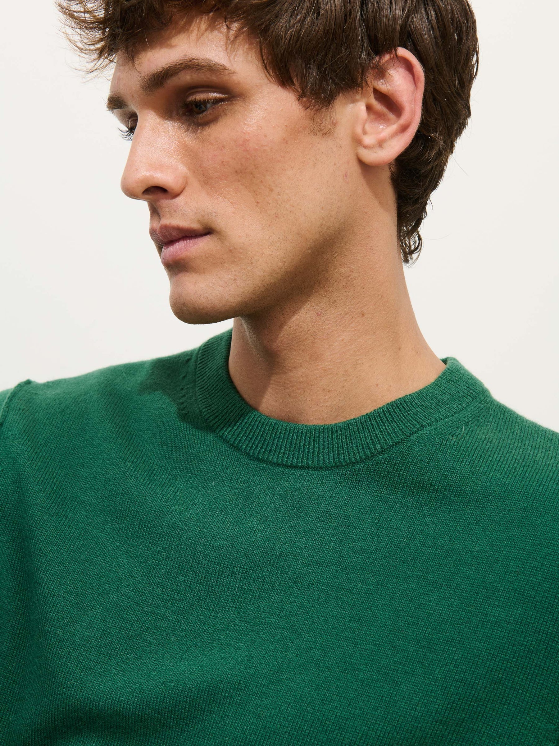 Alex Mill Reverse Seam Crew in Wool Cotton- Evergreen