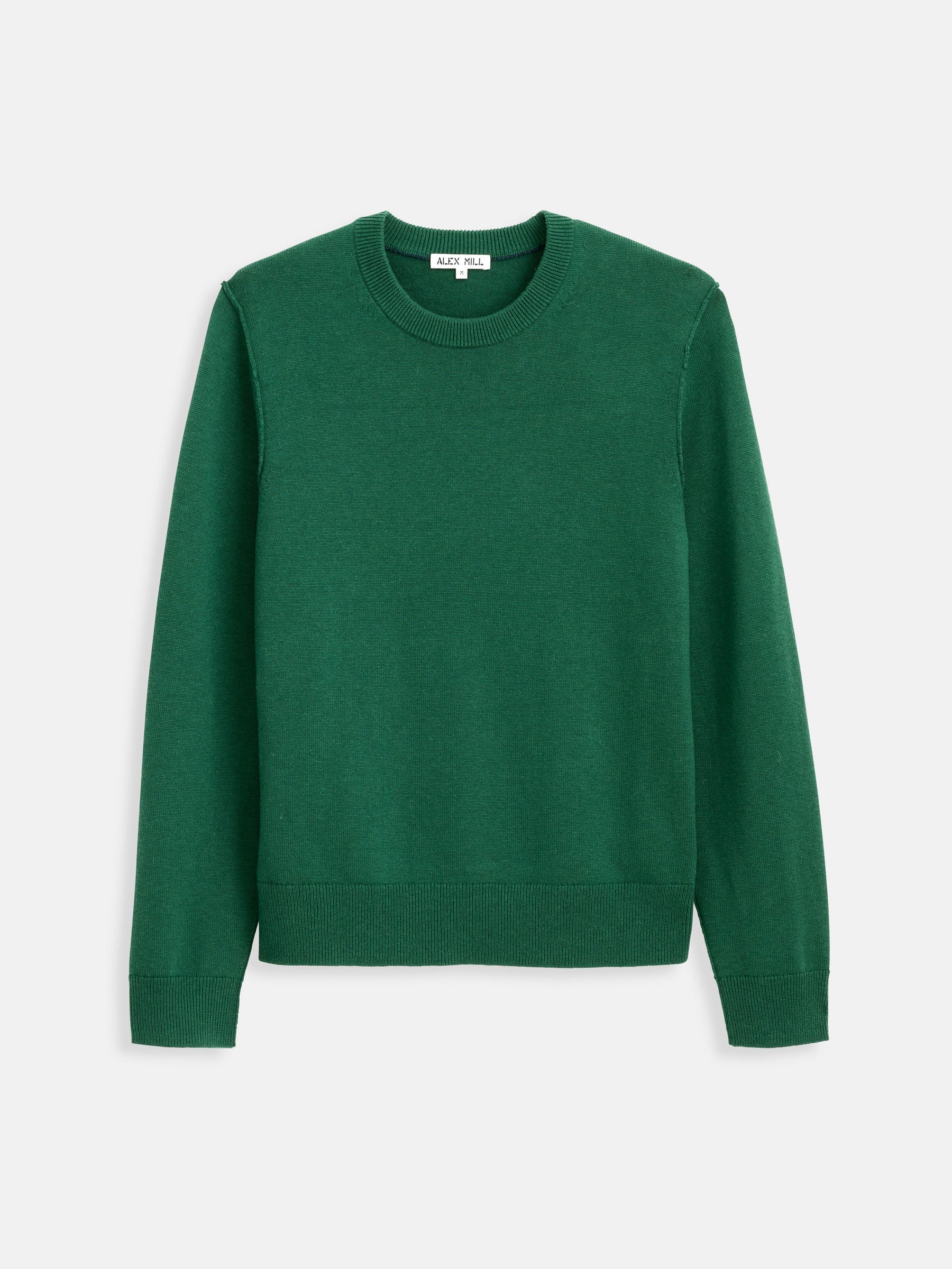 Alex Mill Reverse Seam Crew in Wool Cotton- Evergreen