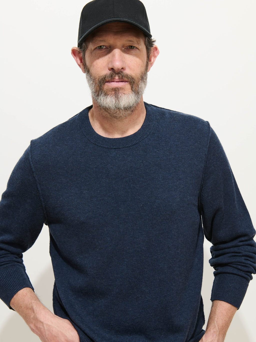 Alex Mill Reverse Seam Crew in Wool Cotton- Heather Navy