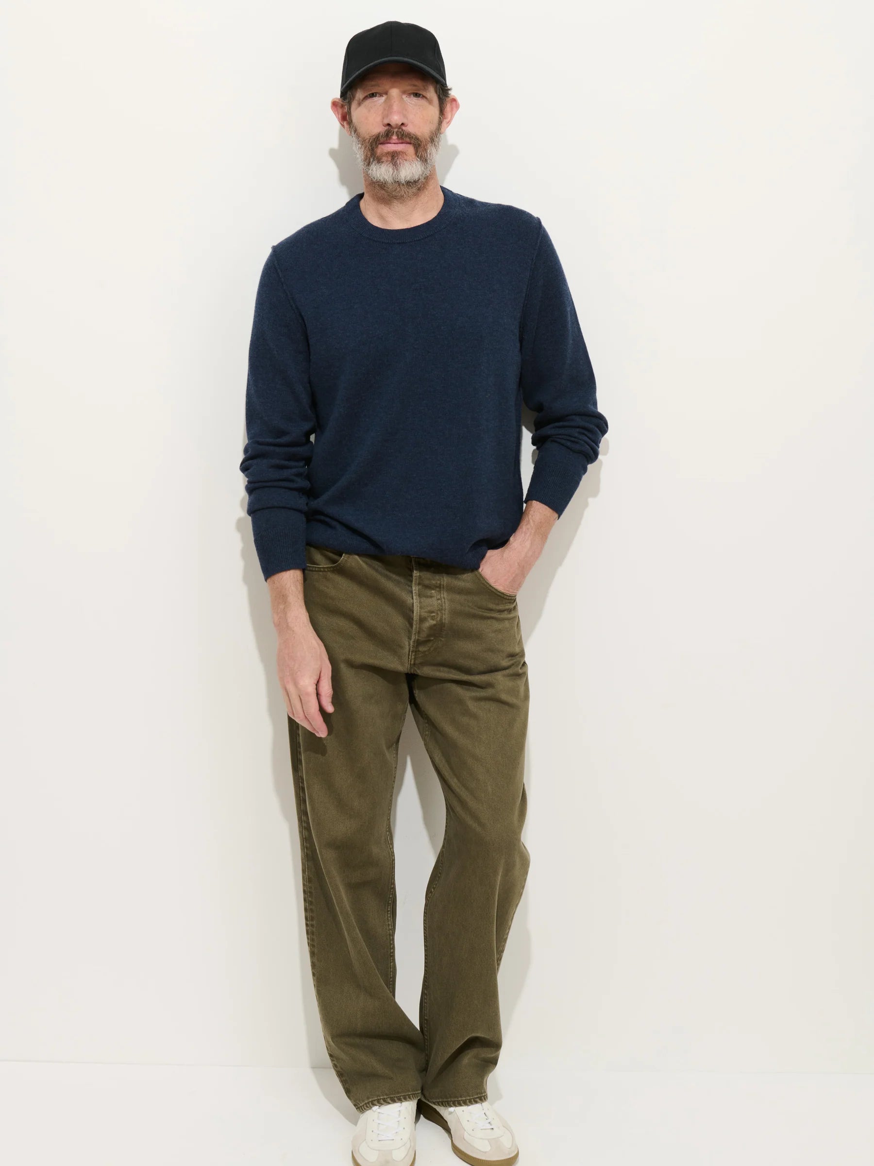 Alex Mill Reverse Seam Crew in Wool Cotton- Heather Navy