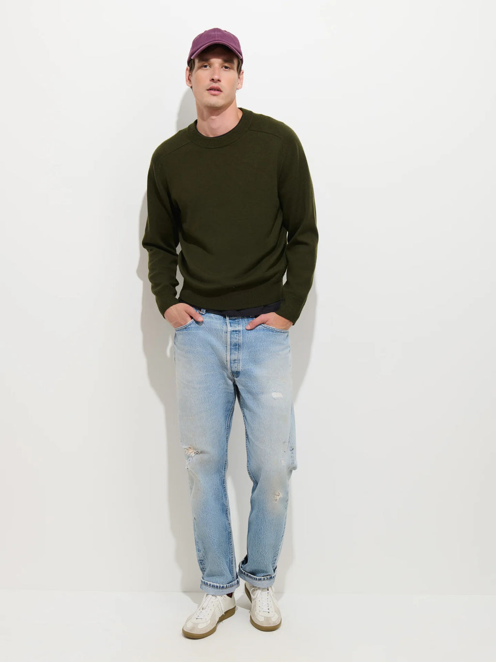 Alex Mill The Winston Crewneck Sweater in Wool - Deep Olive