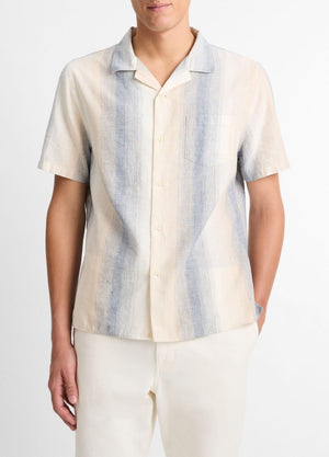 Vince Marina Stripe Italian Cotton-Linen Cabana Shirt