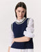 Rag & Bone Meghan Striped Crochet-Trim Sweater Vest - Navy