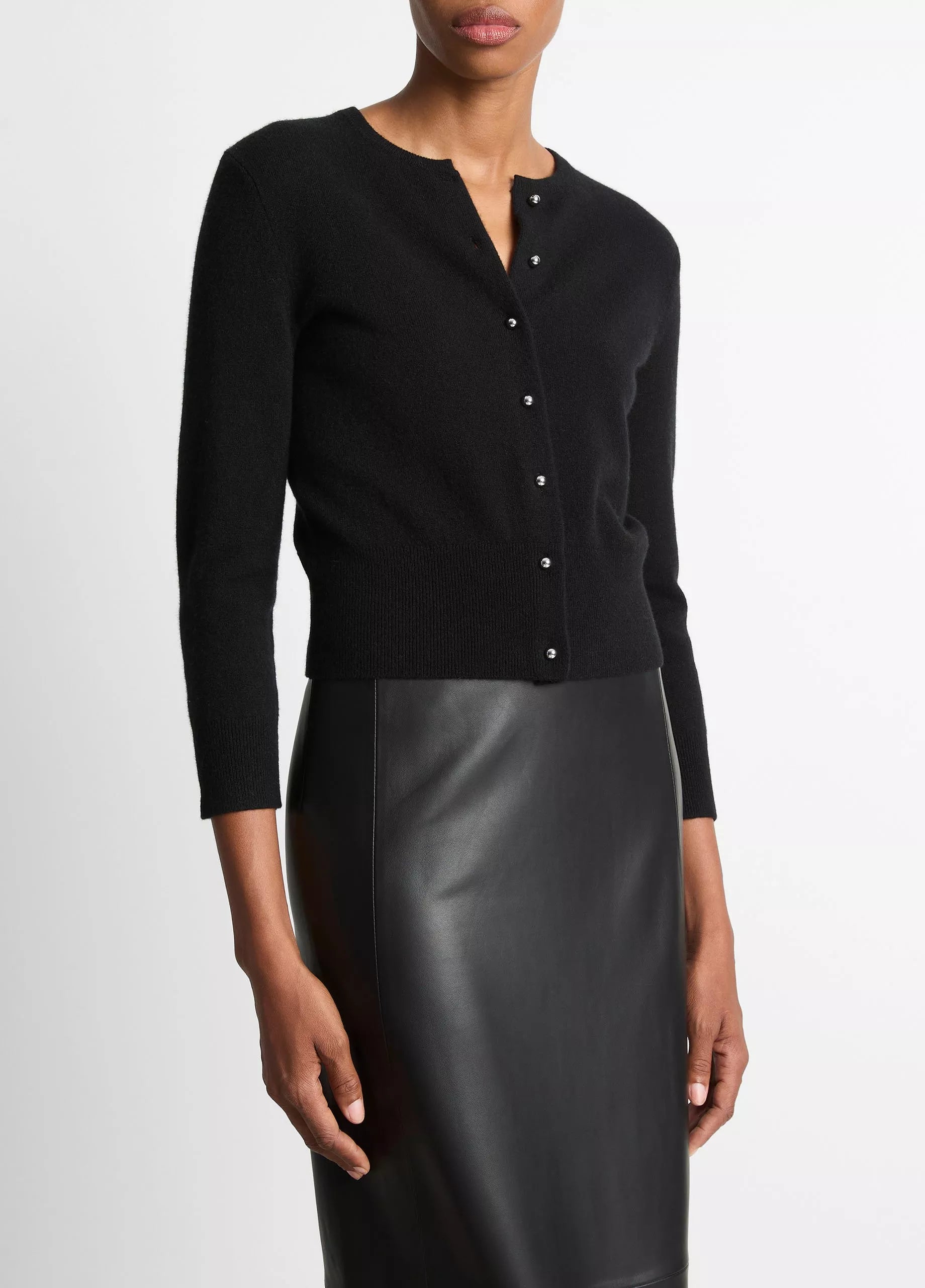 Vince Metal-Button Wool & Cashmere-Blend Cardigan - Black