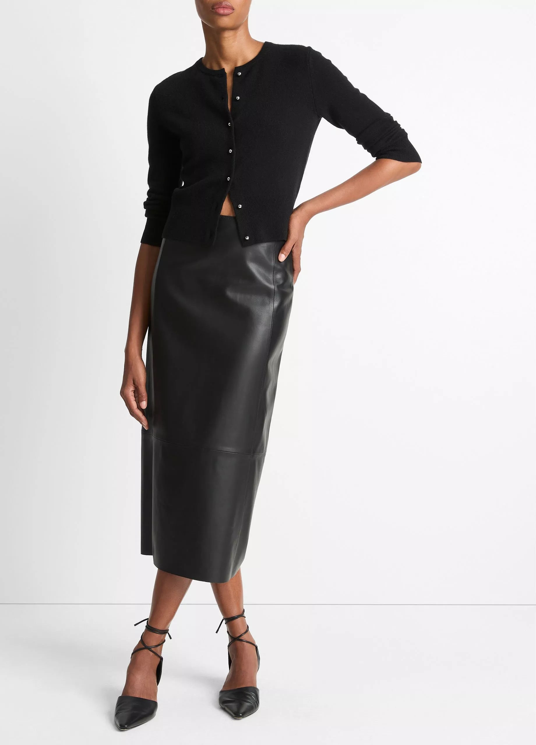 Vince Metal-Button Wool & Cashmere-Blend Cardigan - Black