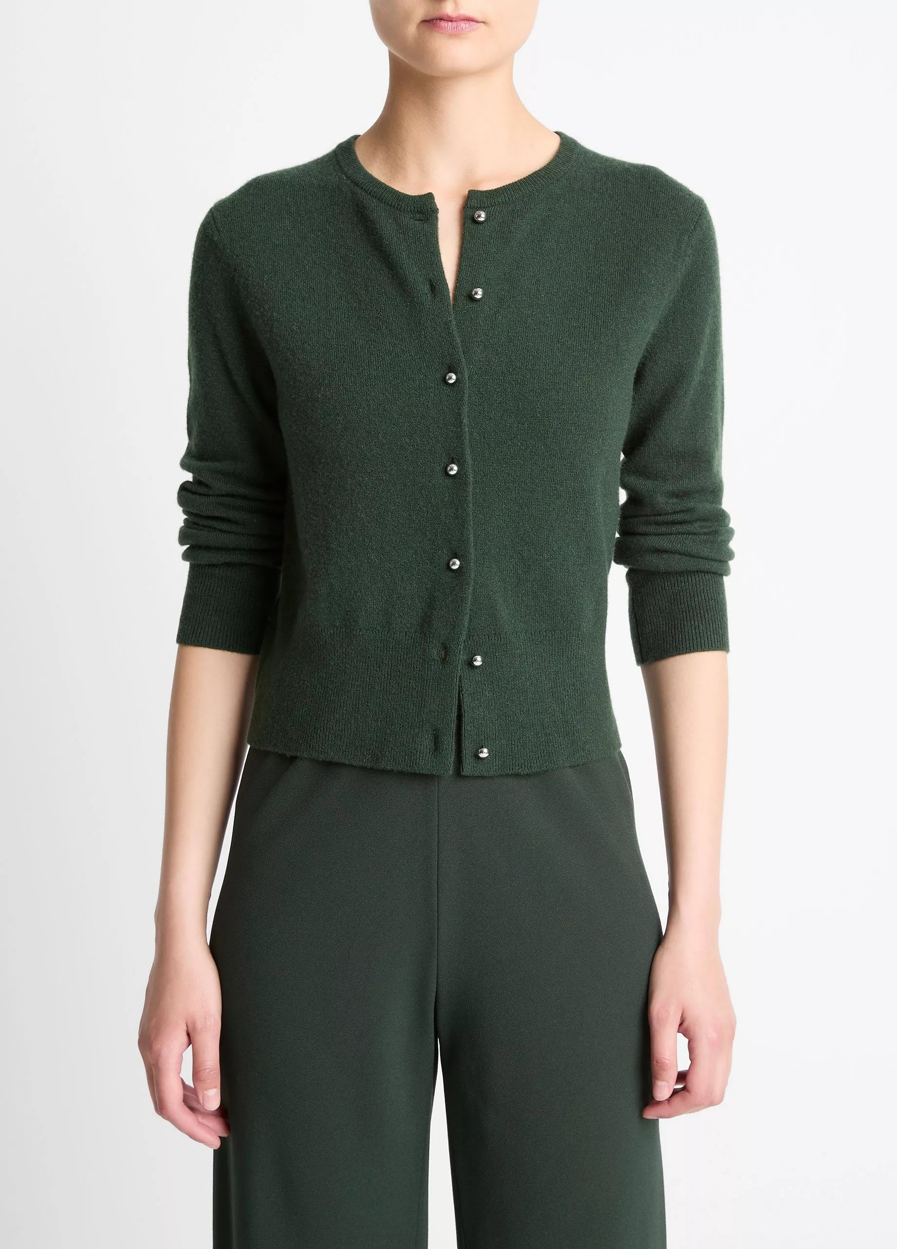 Vince Metal-Button Wool & Cashmere-Blend Cardigan - Forest