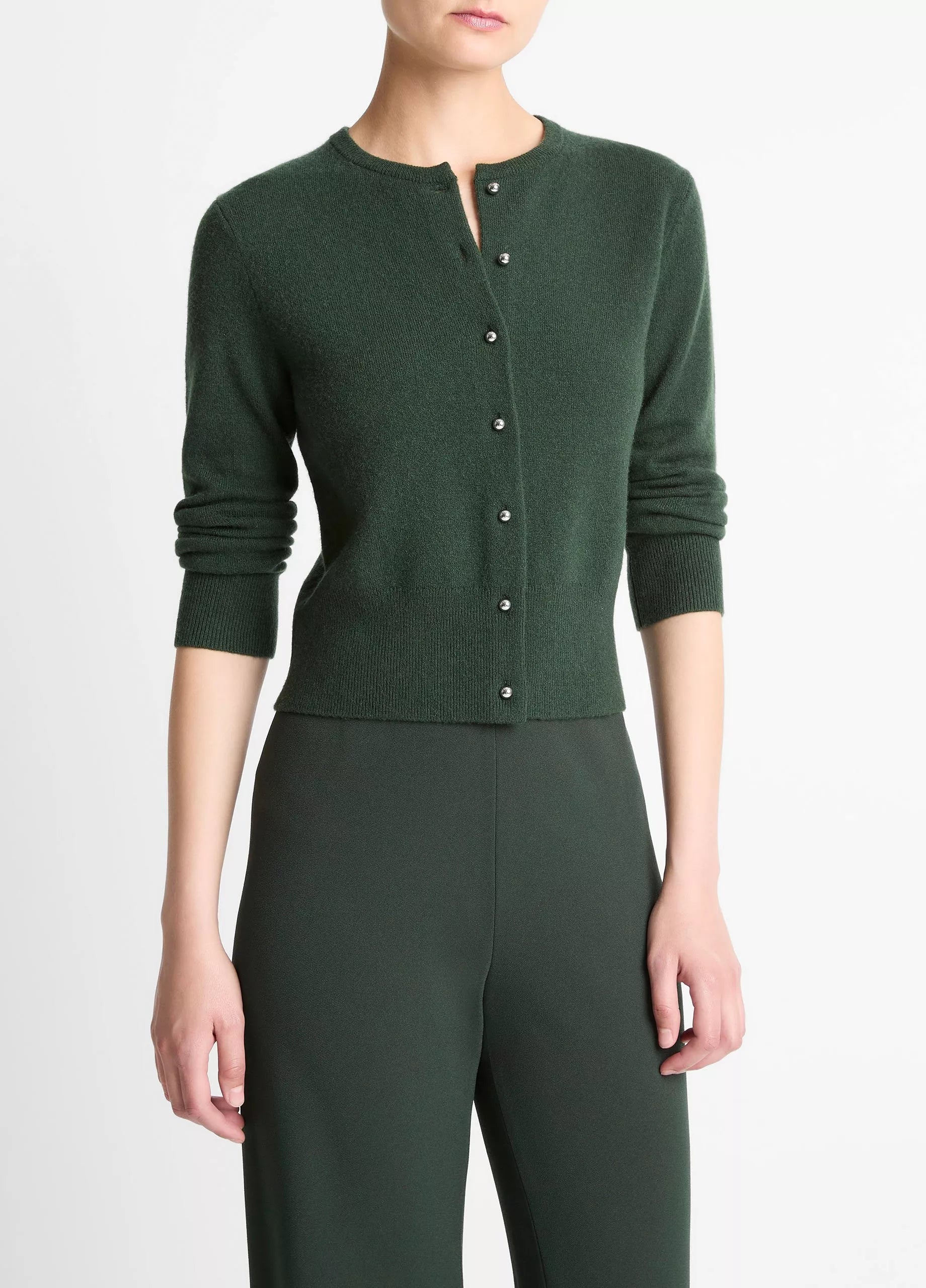 Vince Metal-Button Wool & Cashmere-Blend Cardigan - Forest