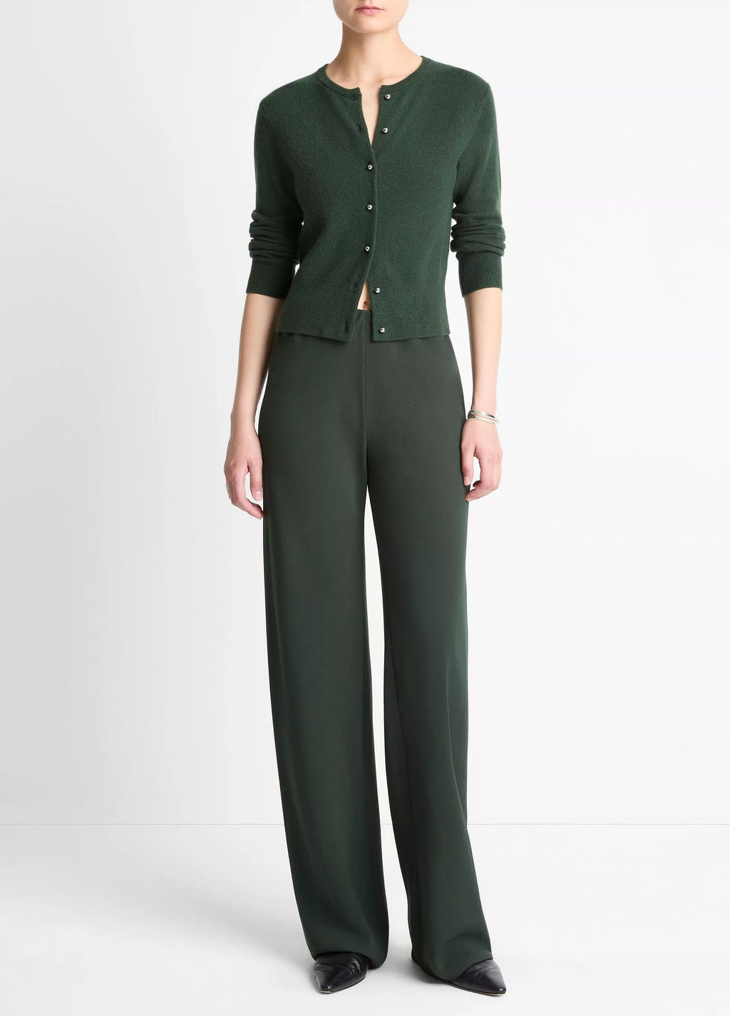 Vince Metal-Button Wool & Cashmere-Blend Cardigan - Forest